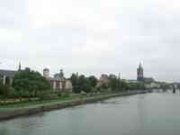 City scene across a river