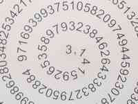 Digits of &pi; written in a spiral on a wall