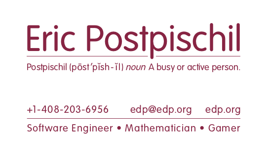 Eric&rsquo;s calling card