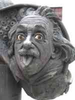 Close-up of Einstein&rsquo;s face on fountain