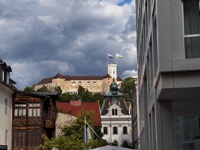 Modern building and castle